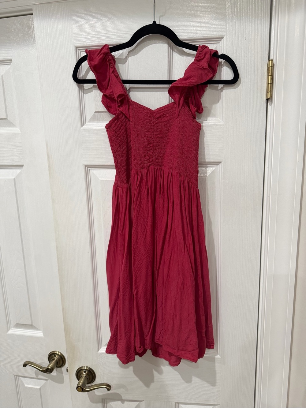 AREA Magenta Smocked Sundress with Ruffled Straps